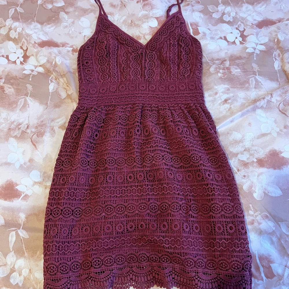 Abercrombie & Fitch Lace Mini Dress in Deep Purple